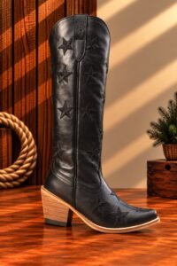 BOTA FEMININA WESTERN PRETA ESTRELA